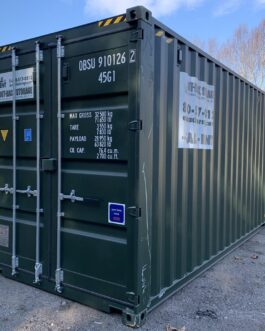 Nuovo container standard da 40 piedi per la spedizione e lo stoccaggio – a tenuta d’acqua e di vento – VERDE 40′ x 8′ x 8,5′ di altezza –